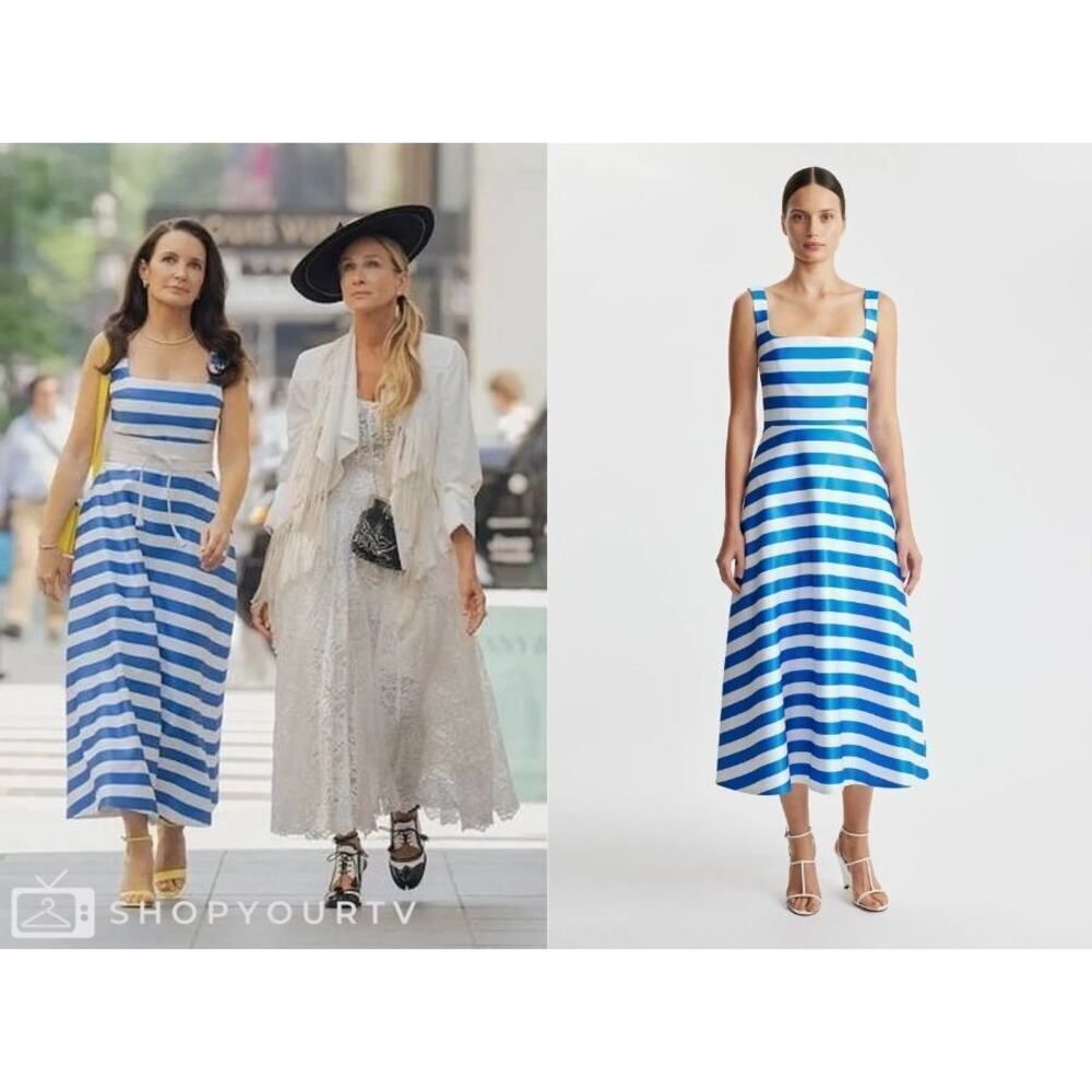 Emilia Wickstead Shilo Stripe Twill Midi Dress Size UK16/US12